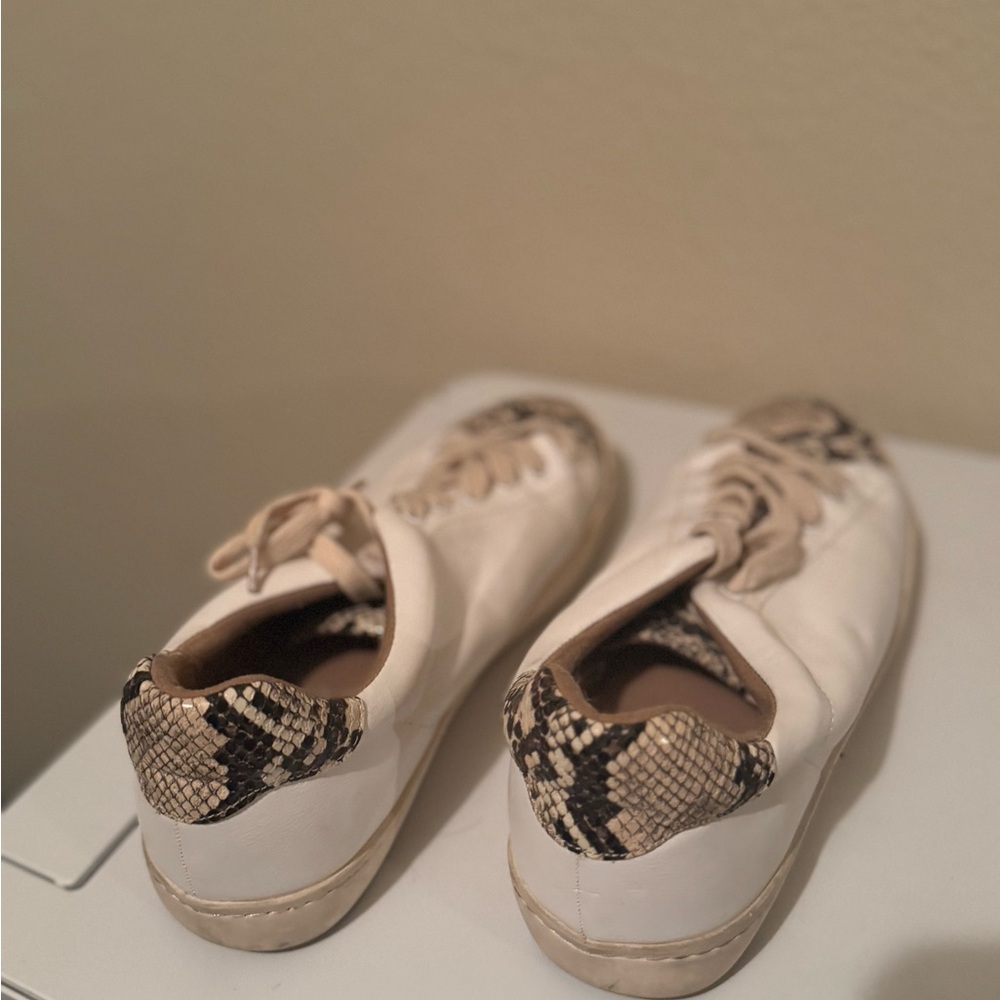Women's White Raven White and Snake Print Sneakers
